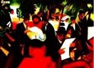 Immagine di August Macke - Gartenrestaurant i83374 80x110cm stilvolles Gemälde handgemalt