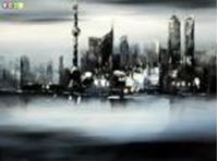 Resim Modern Art Skyline Shanghai im Mondschein a84591 30x40cm abstraktes Ölgemälde
