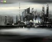 Resim Modern Art Skyline Shanghai im Mondschein c84705 50x60cm abstraktes Ölgemälde