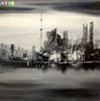 Resim Modern Art Skyline Shanghai im Mondschein g84848 80x80cm abstraktes Ölgemälde