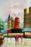 Resim Modern Art Spaziergang am Moulin Rouge Paris d86016 60x90cm Ölbild handgemalt