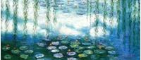 Afbeelding van Claude Monet - Seerosen & Weiden Spezialausführung mintgrün t86781 75x180cm Ölbild handgemalt