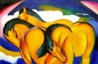 Afbeelding van Franz Marc - Gelbe Pferde p87318 120x180cm Expressionismus Ölbild 