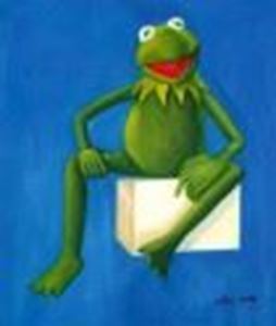 Image de Pop Art - Muppets Kermit auf Blau c87838 P 50x60cm spektakuläres Ölbild handgemalt