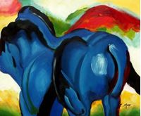 Afbeelding van Franz Marc - Große blaue Pferde c88013 50x60cm exzellentes Ölgemälde