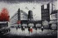 Resim Modern Art Spaziergang am Moulin Rouge Paris d88766 60x90cm Ölbild handgemalt