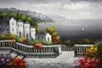 Afbeelding van Blumenterrasse auf Sizilien d88790 60x90cm handgemaltes Ölgemälde