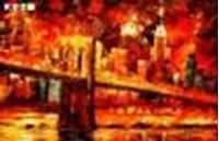 Resim Modern Art - Brooklyn Bridge am Abend d88615 60x90cm abstraktes Ölbild