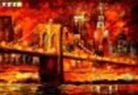 Resim Modern Art - Brooklyn Bridge am Abend d88620 60x90cm abstraktes Ölbild