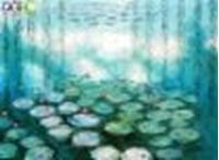 Afbeelding van Claude Monet - Seerosen & Weiden Spezialausführung mintgrün i89097 80x110cm Ölbild handgemalt