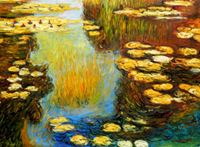 Bild von Claude Monet - Seerosen im Sommer k89149 90x120cm exquisites Ölbild