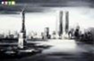 Resim Modern Art New York Manhattan Skyline im Mondschein p88337 120x180cm imposantes Ölgemälde