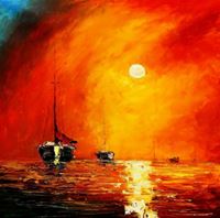 Изображение Modern Art - Sonnenuntergang bei Sylt g89611 80x80cm exzellentes Ölgemälde