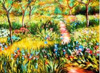Afbeelding van Claude Monet - Monet´s Garten in Giverny i89669 G 80x110cm exzellentes Ölgemälde