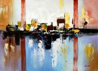Immagine di Abstract - City in the Sea of light i89679 80x110cm abstraktes Ölgemälde