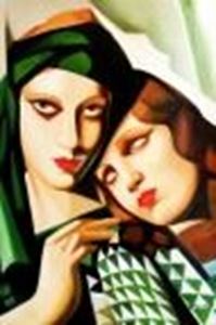 Bild von Homage of Tamara de Lempicka - Der grüne Turban d89950 60x90cm exquisites Ölbild