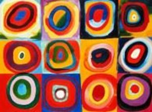 Resim Wassily Kandinsky - Farbstudie Quadrate i90281 80x110cm exquisites Ölgemälde