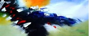 Afbeelding van Abstrakt - colors of the tide t90377 75x180cm abstraktes Ölbild