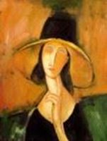 Изображение Amedeo Modigliani - Jeanne Hebuterne mit Hut a90940 30x40cm handgemaltes Ölbild Museumsqualität