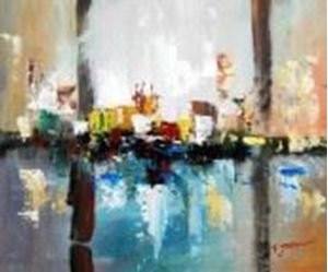 Afbeelding van Abstract - City in the Sea of light c90541 50x60cm abstraktes Ölgemälde