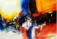 Bild von Abstract - clash of colors d90602 60x90cm abstraktes Ölgemälde