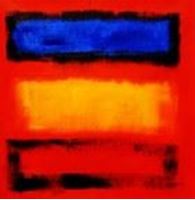 Imagen de Bauhaus - Blau auf Gelb auf Rot g90698 80x80cm modernes Ölgemälde