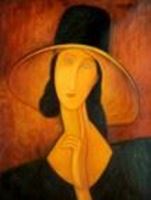 Afbeelding van Amedeo Modigliani - Jeanne Hebuterne mit Hut k90811 90x120cm handgemaltes Ölbild