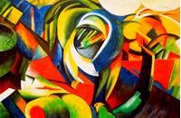 Resim Franz Marc - Der Mandrill p90934 120x180cm Expressionismus Ölgemälde handgemalt