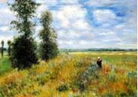 Bild von Claude Monet - Mohnblumenfeld bei Argenteuil x90957 45x63cm Ölbild handgemalt