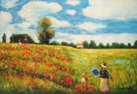 Afbeelding van Claude Monet - Mohnfeld bei Argenteuil d91229 60x90cm exzellentes Ölbild