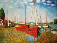 Obrazek Claude Monet - Rote Boote bei Argenteuil k91239 90x120cm handgemaltes Ölbild