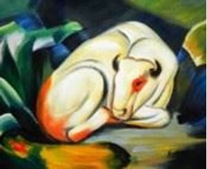 Immagine di Franz Marc - Der weiße Bulle c91081 50x60cm Expressionismus Ölgemälde