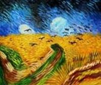 Afbeelding van Vincent van Gogh - Kornfeld mit Krähen c91101 50x60cm Ölgemälde handgemalt