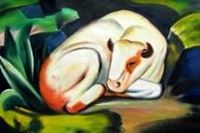 Afbeelding van Franz Marc - Der weiße Bulle d91155 60x90cm Expressionismus Ölgemälde