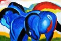 Afbeelding van Franz Marc - Große blaue Pferde d91181 60x90cm exzellentes Ölgemälde