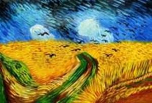 Immagine di Vincent van Gogh - Kornfeld mit Krähen d91191 60x90cm Ölgemälde handgemalt