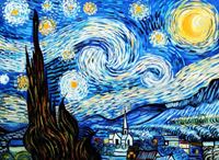 Immagine di Vincent van Gogh - Sternennacht i91384 80x110cm exzellentes Ölgemälde handgemalt