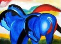 Afbeelding van Franz Marc - Große blaue Pferde i91393 80x110cm exzellentes Ölgemälde