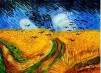 Imagen de Vincent van Gogh - Kornfeld mit Krähen i91394 80x110cm Ölgemälde handgemalt