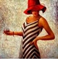 Resim Modern Art - Lady in striped dress m91460 120x120cm Ölbild handgemalt