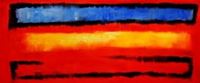 Obrazek Bauhaus - Blau auf Gelb auf Rot t91484 75x180cm modernes Ölgemälde