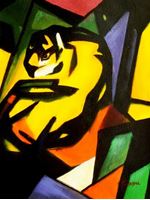 Afbeelding van Franz Marc - Der Tiger a91550 30x40cm Expressionismus Ölgemälde handgemalt