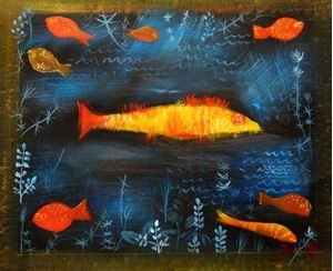 Image de Paul Klee - Der Goldfisch b91593 40x50cm handgemaltes Ölgemälde 