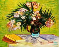 Εικόνα της Vincent van Gogh - Vase mit Oleandern und Bücher b91598 40x50cm Ölbild handgemalt