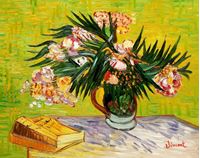 Image de Vincent van Gogh - Vase mit Oleandern und Bücher b91599 40x50cm Ölbild handgemalt