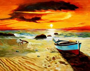 Изображение Sonnenuntergang am Strand von Sylt b91605 40x50cm exzellentes Ölgemälde