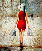 Resim Modern Art - Shopping Queen c91620 50x60cm exquisites Ölbild