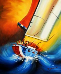 Resim Segelschiff hart am Wind c91621 50x60cm beeindruckendes Ölgemälde