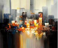 Afbeelding van Abstrakt New York Manhattan Skyline bei Nacht c91639 50x60cm Gemälde handgemalt