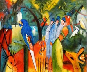 Immagine di August Macke - Zoologischer Garten c91640 50x60cm exzellentes Ölgemälde